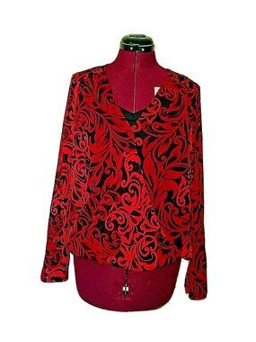 INC International Concepts Women’s Wrap Top Size M Semi Sheer with Attached Cami